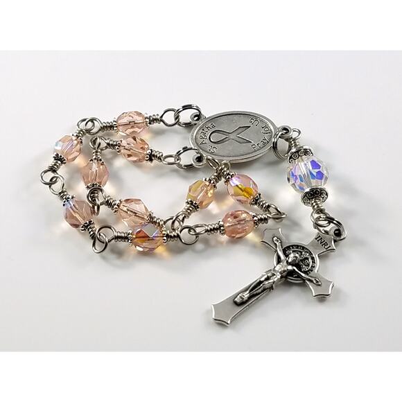 St. Agatha One Decade Rosary, Fighting Breast Cancer Rosary, Handmade Rosary - Picture 8 of 10